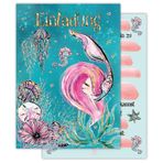 Pandawal 12 x davetiye kartı, çocuk doğum günü, deniz kızı davetiye, pembe/pembe tek boynuzlu at, parti, gezi, kutlama, temalı parti