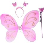 Pandoli 50 cm Pembe Kelebek Kanat Seti Tül Malzemeden Taç ve Asa ile Yetişkin ve Çocuklar İçin - 1