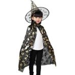Pandoli Halloween Ürkünçler Baskılı Çocuk Cadı Şapkası ve Cadı Pelerini Seti 80 cm Altın Renk - Standart - Renkli