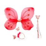 Pandoli Kırmızı Kelebek Kanadı 50cm Asa Ve Taç Set