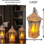 Pandoli Ramazan Temalı Şeffaf Kandil Şeklinde LED Gün Işığı Renkli Plastik Pilli Mum 10 cm 3 Adet - Standart