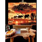 Pandora Hobi N1172 - Numaralı Boyama Seti - 40 x 50 cm Kasnağa Gerili Ürün - Günbatımında Filler