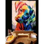 Pandora Hobi N1180 - Numaralı Boyama Seti - 40 x 50 cm Kasnağa Gerili Ürün - Renkli Köpek