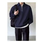 pandy Erkek Polo Yaka Lacivert Oversize Sweatshirt