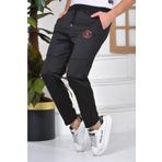 pandy Paris Baskılı Siyah Unisex Scuba Kumaş Slimfit Düz Jogger Outdoor Eşofman Altı