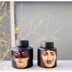 Panega Design Fornasetti Chaplin Seramik Silindir Model Kavanoz - Siyah