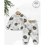 Panfilia Giza Kids %100 Pamuk Erkek Bebek Pijama Takımı - Beyaz - Yeşil - 0 - 3 Ay