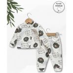 Panfilia Giza Kids %100 Pamuk Erkek Bebek Pijama Takımı - Beyaz - Yeşil - 6 - 9 Ay