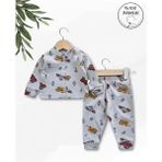 Panfilia Giza Kids %100 Pamuk Erkek Bebek Pijama Takımı - Gri - Sarı - 3 - 6 Ay