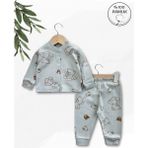 Panfilia Giza Kids %100 Pamuk Erkek Bebek Pijama Takımı - Yeşil - Kahverengi - 3 - 6 Ay