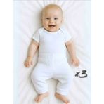 Panfilia Kız Erkek Bebek Unisex Patiksiz Pijama Altı 3lü Set - 6 Ay - 00-Beyaz