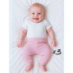 Panfilia Kız Erkek Bebek Unisex Patiksiz Pijama Altı 3lü Set - 6 Ay - 01P-Pembe