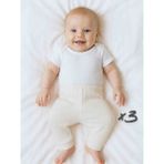 Panfilia Kız Erkek Bebek Unisex Patiksiz Pijama Altı 3lü Set - 9 Ay - 01.Ekru