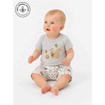 Panfilia Oeko Tex Sertifikalı %100 Organik Pamuk Erkek Bebek Çocuk Şortlu Kısa Kol Pijama Takımı/ Alt Üst Takım - 01-Gri - 9 - 12 Ay