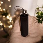 Panhera Kadife Kılıflı Borosilikat Cam Matara İçecek Şişesi 750 ml - Siyah