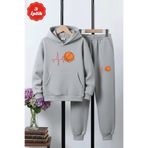 panios kids 3 İplik Kışlık Şardonlu Nabız Basketbol Baskı Detaylı Erkek Çocuk Eşofman Takımı