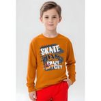 Panios Kids Crazy Baskılı Erkek Çocuk Yuvarlak Yaka Turuncu Sweatshirt Turuncu