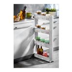 PANJI Slim Raf 4 Katlı Çok Amaçlı Tekerlekli Organizer Mutfak Rafı Banyo Düzenleyicisi (BEYAZ)