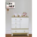 Panjur Ahşap Beyaz %100 Mdf Bebek&çocuk Şifonyer - Beyaz - Safir Meşe