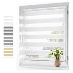 Panjur Çift Katmanlı 130 x 220 cm Karartma Su Geçirmez Stor Perde Yatak Odaları ve Oturma Odası için Ayarlanabilir Zincirli - Şık Beyaz Kumaş