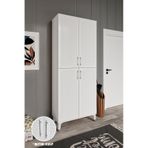 Panjurlu Metal Kulp Pnj4190 Ayakkabılık 4 Kapaklı Mutfak Dolabı Balkon Dolabı Kiler Banyo Dolabı Çok Amaçlı Dolap Beyaz Gümüş Beyaz - Gümüş