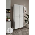 Panjurlu Metal Kulp Pnj4190 Çok Amaçlı Dolap 4 Kapaklı Mutfak Dolabı Balkon Dolabı Kiler Banyo Dolabı Ayakkabılık Beyaz Gümüş