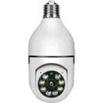 Panoramik LED Ampul Kamera Çift Wifi 360' Derece Panoramik Görüntüleme Kablosuz Ev Kamera - Beyaz