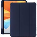 Pansy Amazon Marka - iPad 10,2 inç 9./8./7. Nesil (2021/2020/2019) için Kılıf - Poliüretan Deri Çanta Koruyucu Kılıf Şeffaf Arka Kapak ve Kalem Tutuculu, Otomatik Uyku/Uyanma, Deniz Mavisi