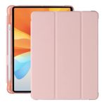 Pansy Amazon Marka - iPad 10,2 inç 9./8./7. Nesil (2021/2020/2019) için Kılıf - Poliüretan Deri Çanta Koruyucu Kılıf Şeffaf Arka Kapak ve Kalem Tutuculu, Otomatik Uyku/Uyanma, Pembe