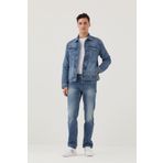Pantamo Jeans Pantamo Açık Tonda Eskitilmiş Mavi Klasik Mont Men's Denım Jacket