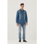 Pantamo Jeans Pantamo Orta Ton Eskitilmiş Yeşilimsi Mavi Gömlek Ceket Men's Shırt Jacket