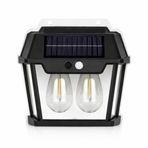 Panter Solar Güneş Enerjili Lamba, Hareket Sensörlü Duvar Lambası, Gün Işığı Filament LED Solar Aplik, 3 Modlu, IP65 Su Geçirmez, Bahçe Balkon Teras Garaj Dış Mekan Aydınlatma (Çift Ampul)