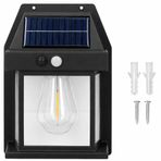 Panter Solar Güneş Enerjili Lamba, Hareket Sensörlü Duvar Lambası, Gün Işığı Filament LED Solar Aplik, 3 Modlu, IP65 Su Geçirmez, Bahçe Balkon Teras Garaj Dış Mekan Aydınlatma (Tek Ampul)
