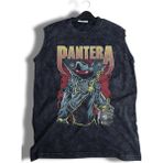 Pantera Baskılı Yıkamalı Kolsuz Tişört, Unisex Rock Band Temalı Sıfır Kollu Vintage Atlet - Siyah - 3XL