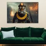 PANTHEON GALLERY Antromorphic Tiger Kanvas Tablo %100 Pamuk Çam Ahşap Çerçeve (100*140)