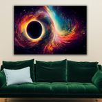 PANTHEON GALLERY Psychedelic Black Hole Tablo %100 Pamuk Çam Ahşap Çerçeve (50*75)