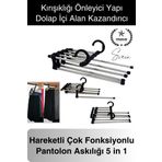 Pantolon Askısı 5 in 1 Hareketli Dolap İçi Şal Kravat Düzenleyici Katmanlı Organizer Askılığı