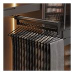 Pantolon Askısı Askı Nizer Dolap Çekme Pantolon ve Ceket Çubuğu Yerden Tasarruf Tasarımı (Siyah 61x12,2 cm)