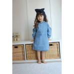 Pantulux Kız Çocuğu Denim Kıyafet Tam Boy Kollu Fırfır Yaka Detaylı Denim TASARIM-J3012-J-072 - 2 - 3 Yaş - Mavi