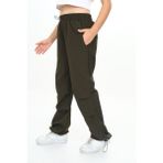 Pantulux Kız Çocuk Jogger Elastik Bel ve Paça %100 Pamuklu Haki Yeşil Paraşüt PANTOLON-PNT-2031 - 10 - 11 Yaş - Relax Fit