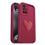 PanXCase Xiaomi Redmi 10 2022 / Redmi 10 4G için kılıf - cep telefonu kılıfı 3D kalp motifli tasarım tatlı silikon kılıf, kamera koruması kız çocukları darbeye dayanıklı çizilmez koruyucu kılıf (şarap