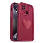 PanXCase Xiaomi Redmi 10C için kılıf - Cep Telefonu Kılıfı 3D Kalp Motifli Tasarım Sevimli Silikon Kılıf, Kamera Koruması Kız Darbeye Dayanıklı Çizilmeye Dayanıklı Koruyucu Kılıf (Şarap Kırmızısı)