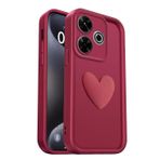 PanXCase Xiaomi Redmi 13 4G / Poco M6 4G için kılıf - Cep telefonu kılıfı 3D kalp motifli tasarım tatlı silikon kılıf, kamera koruması kız çocukları darbeye dayanıklı çizilmez koruyucu kılıf (şarap
