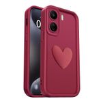 PanXCase Xiaomi Redmi 13C 4G / Poco C65 için kılıf - Cep telefonu kılıfı 3D kalp motifli tasarım tatlı silikon kılıf, kamera koruması kız çocukları darbeye dayanıklı çizilmez koruyucu kılıf (şarap