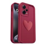 PanXCase Xiaomi Redmi Note 12 Pro Plus için kılıf - Cep telefonu kılıfı 3D kalp motifli tasarım tatlı silikon kılıf, kamera koruması kız çocukları darbeye dayanıklı çizilmez koruyucu kılıf (şarap