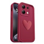 PanXCase Xiaomi Redmi Note 13 5G için kılıf - Cep telefonu kılıfı 3D kalp motifli tasarım tatlı silikon kılıf, kamera koruması kız çocukları darbeye dayanıklı çizilmez koruyucu kılıf (şarap kırmızısı)