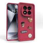 PanXCase Xiaomi Redmi Note 14 Pro 4G için kılıf - Cep Telefonu Kılıfı 3D Ayıcık Gülümseme Motifli Tasarım Sevimli Silikon Kılıf, Kamera Koruması Kız Darbeye Dayanıklı Koruyucu Kılıf (Şarap Kırmızısı)
