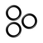 Panzer Glass Kırılmaz Cam - Hoops Kamera Lens Koruyucu iPhone 15 Pro - 15 Pro Max - Siyah Metal