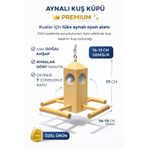 Papağanhane Doğal Ahşap Aynalı Kuş Oyuncağı | 4 Tünekli Premium Muhabbet Kuşu Oyun Kulesi