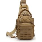 Papajack Kahverengi-Açık Taktik Askeri Sırt Çantası Sling Crossbody Omuz Çantası Su Geçirmez Yürüyüş Avcılık Molle Saldırı Aralığı Dişli Tabanca Paketi (Yurt Dışından) - Renkli